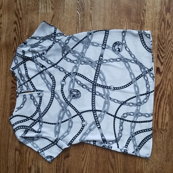 (M) MICHAEL Michael Kors Slightly Sheer Chain Print Top Flowy Lightweight - Picture 9 of 9